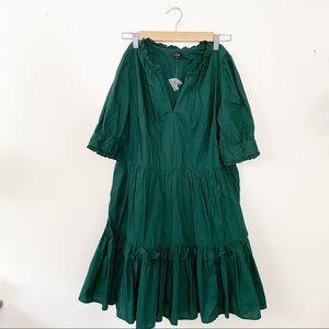 Jcrew Puff short sleeve green dress. Size Xs